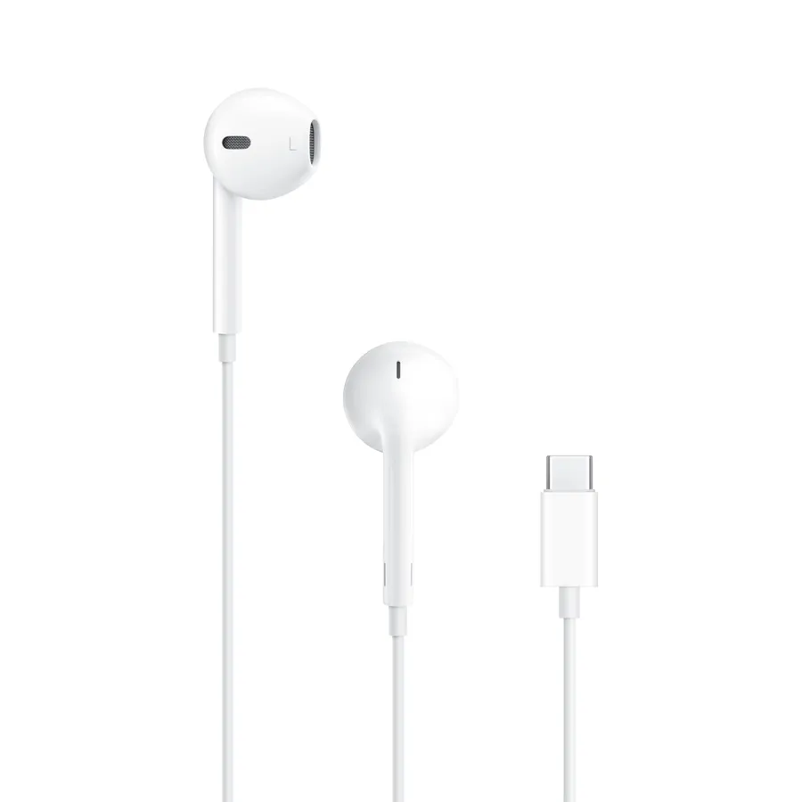 Auriculares de botón Apple con cable USB-C y micrófono blanco